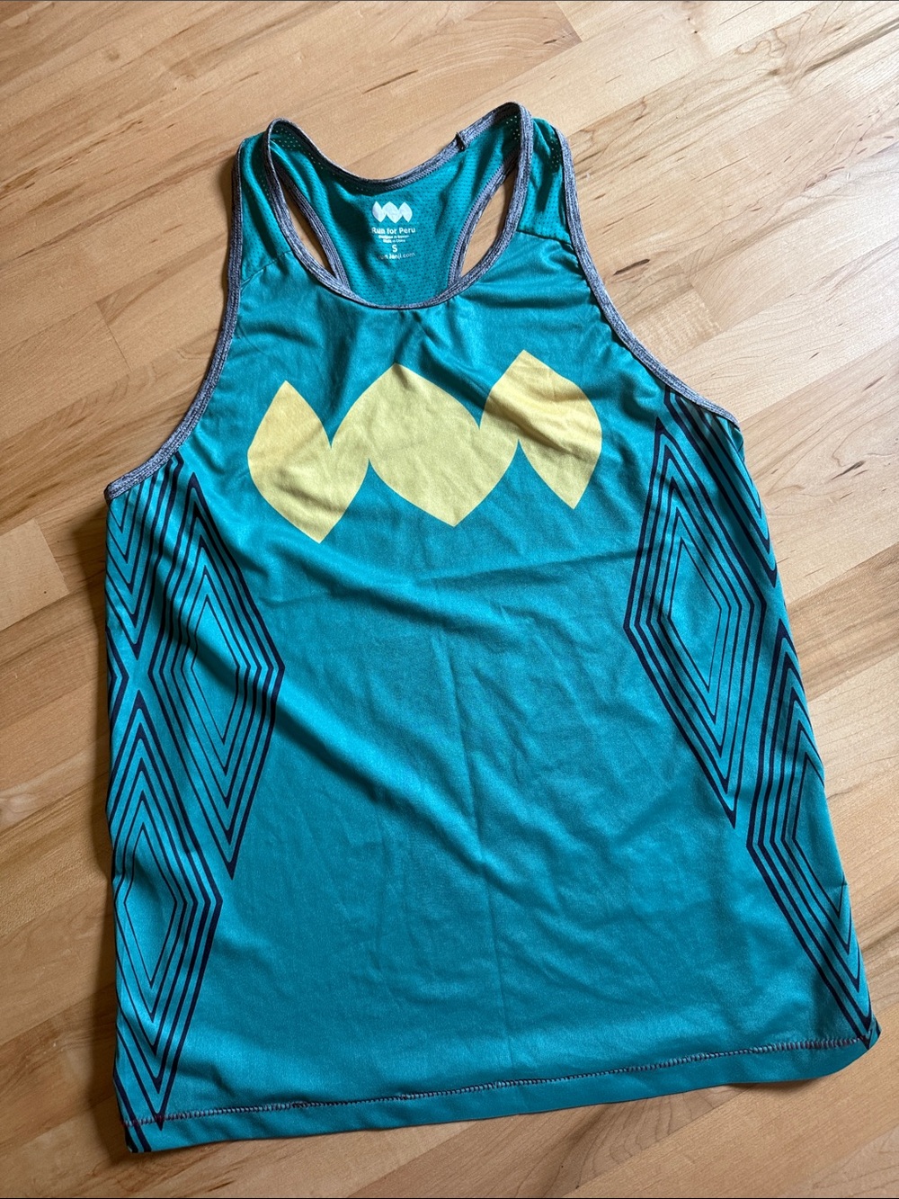 Women’s Teal Janji singlet Tank with Yellow logo brand